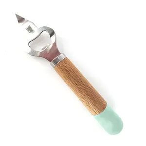 Classic Restaurant Bar Pointed Can Opener Jar Opener Tool Bottle Opener With Wooden Handle