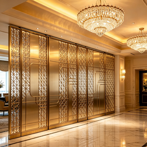 Modern Style Hotel Club Decorative Gold Metal Room Divider <strong>Screen</strong> Stainless Steel Carved Openwork <strong>Screen</strong> Partition - Product Image 2