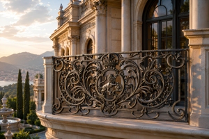 Rampe de balcon en fonte européenne, décorative, en fer forgé, avec emblème de lion, fixation au sol, pour extérieur, villa, hôtel - Product Image 2