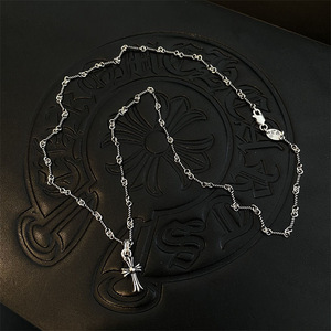 Collar con Colgante de Cruz Pequeña de Plata 925 Marca <span class=keywords><strong>CH</strong></span> para Hombres, Mujeres y Parejas, Joyería Minimalista de Lujo para Influencers - Product Image 2