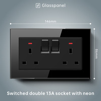 Prise murale moderne en verre trempé, 3 prises, 1 port USB Type-C, 220V 13A, IP20, panneau tactile, durable, Smart Life