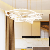 Lustre LED RGB en acrylique haut de gamme personnalisé, gradation DALI, IRC 95, lampe moderne de luxe créative pour hôtel, restaurant, décoration intérieure