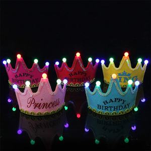 Ensemble de bandeaux et de chapeaux de couronne de princesse pour enfants avec logo personnalisé, décoration d'anniversaire, chapeaux lumineux à LED clignotants, couronne de princesse colorée, chapeau de fête - Product Image 3