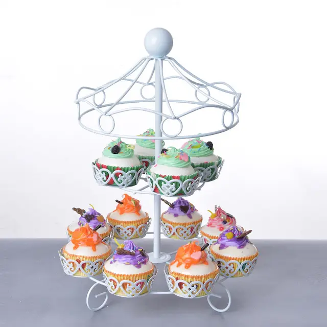 Cup Cake Holder Tower 2 Tier Sostiene 12 Cupcakes para Tea Party Birthday Weeding Baby Shower Cupcake Stand Holder Display