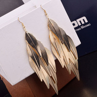 Statement Ohrringe Indian Vintage Bunte Trendy Feather Willow Leaf Lange Barock Ohrring Zubehör für Frauen