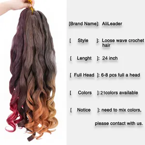 AliLeader Hot Selling Soft Yaki Crochet Braid Hair Spiral Loose Wave Hair Extensions French Curls Synthetic Curly Braiding Hair