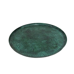 Bandeja de servicio de hierro de pátina verde ecológica hecha a mano, Color Popular para el hogar, restaurante, Hotel, uso, bandeja de Metal decorativa redonda - Product Image 2