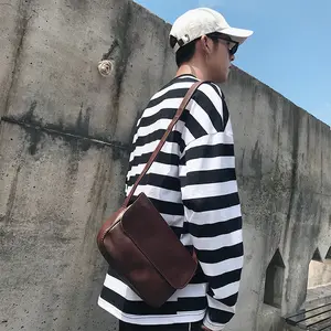 2024 Neues Produkt Marken-Schultertasche Großhandel individuelle hochwertige retro braune echtleder Cool-Herren Crossbody-Tasche