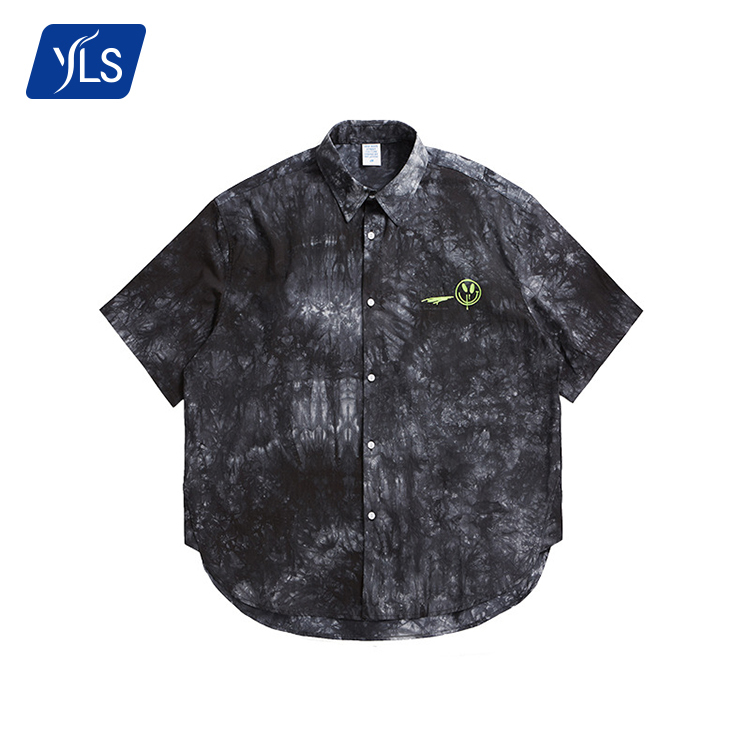 YLS Летние путешествия унисекс высокое качество Tie Dye оверсайз хип-хоп 100% хлопок короткий рукав изогнутые низ рубашки