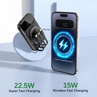 Nouvelle conception, câble intégré, mini batterie Li-polymère ultra-fine de 5000 mAh, chargeur magnétique sans fil, affichage LED, type-C, banques d'alimentation