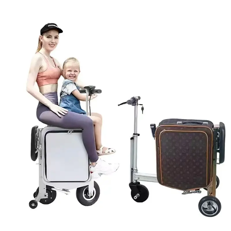Llegada equipaje inteligente equipaje de mano scooters maleta solo visita China ir a nuestra fábrica alquiler precio de un día