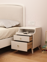 Table de chevet en bois massif avec 2 tiroirs, super étroite, en stock, prix direct usine, vente en gros, table d'appoint de rangement pour chambre à coucher CTG003