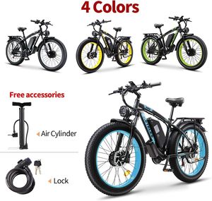 Bicicleta Eléctrica para Adultos con Tracción en las Cuatro Ruedas, Motor Dual, Neumáticos Gruesos de 26'', Batería de Litio de 48V 23AH, 21 Velocidades, Bicicleta de Montaña - Product Image 3