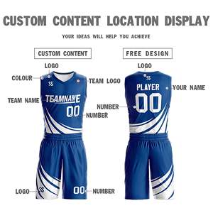 Maillot de basket-ball personnalisé bleu et blanc, design double face, vêtements de sport - Product Image 4