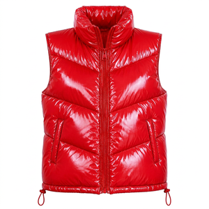 Veste courte matelassée zippée à col rond pour femme, coupe-vent, respirante, écologique, avec décoration vintage - Product Image 1