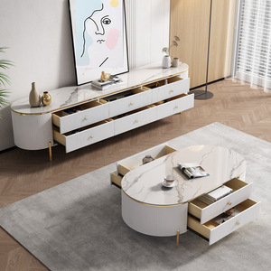 <span class=keywords><strong>Mueble</strong></span> de <span class=keywords><strong>TV</strong></span> Integrado para Sala de Estar de 2 m, <span class=keywords><strong>Mueble</strong></span> de <span class=keywords><strong>TV</strong></span> de Piedra Sinterizada de Lujo Ligero, Color Blanco - Product Image 5