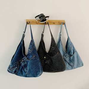 Bolso de hombro retro coreano para mujer, bolso cruzado, bolso de hombro de mezclilla moderno para todos. - Product Image 5