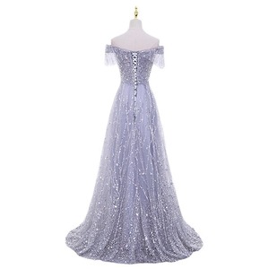 Ethereal V-Neck A-Line Evening Gown With Straps Elegant Long Fitted Waist For Parties And Banquets - Product Image 5