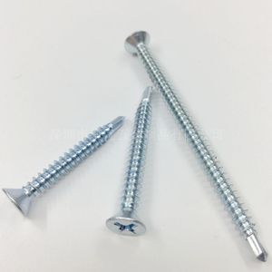 M4.8x13 80 Flat Head Phillips Self <b>Drilling</b> Screw Blue Zinc Plated Iron Metal Use Right <b>Hand</b> Thread Metric Class 4.8 - Product Image 3