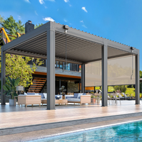 Pergola motorisée moderne en aluminium, résistante aux intempéries, avec toit à lames motorisées pour jardin et villa