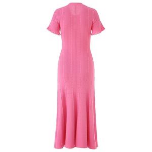 2025 Mùa Hè Mới Được Thiết Kế Phụ Nữ Rắn Rỗng Trong Ngắn Tay Áo O-Cổ Duy Nhất Ngực Knits A-Line Dài Ăn Mặc Phụ Nữ - Product Image 4