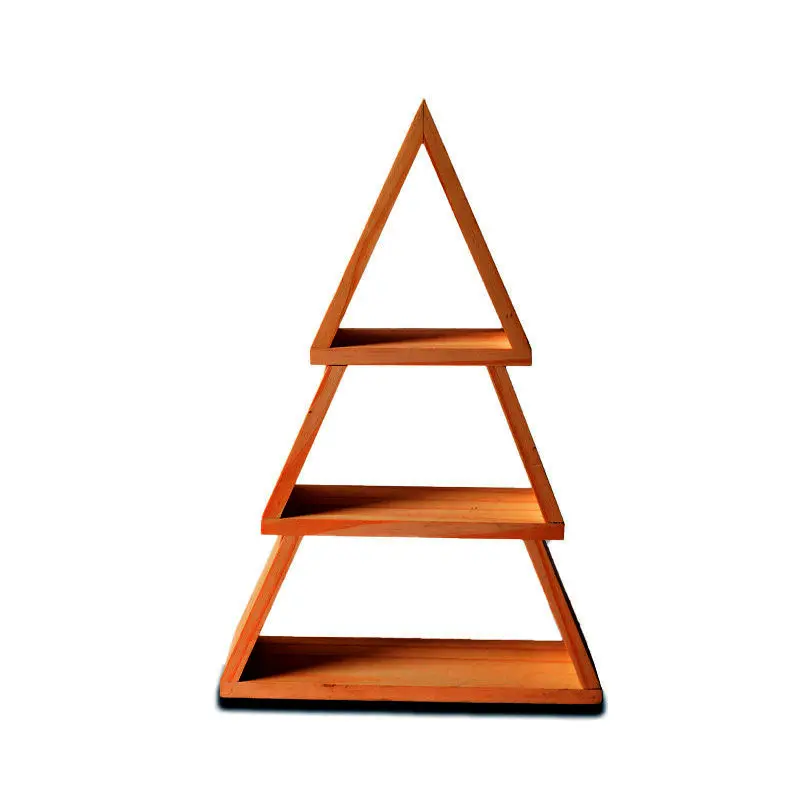 Solid wood Christmas tree shape bookshelf wall mounted shelf supermarket floating shelves wooden wall shelf