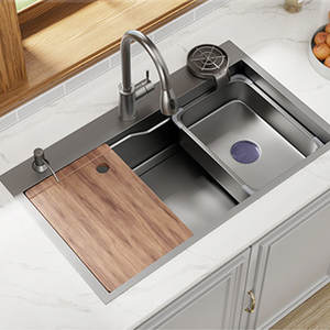 Fregadero de cocina hecho a mano SUS304 | Acabado gris pistola nano | Lavabo grande de un solo tazón bajo encimera - Product Image 6