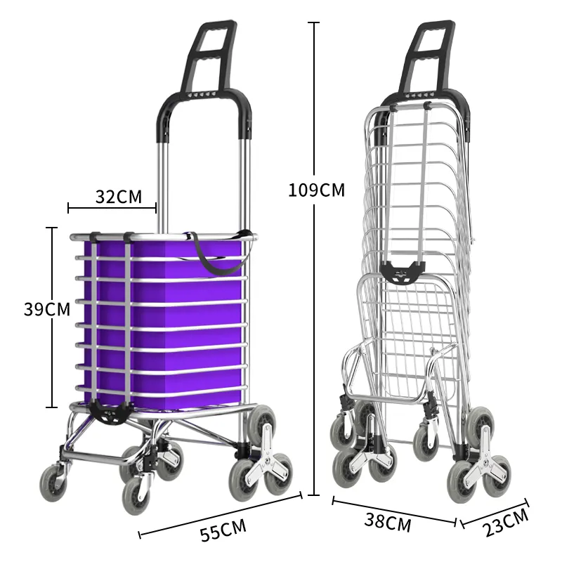 Carrello della spesa pieghevole, carrello pieghevole leggero, grandi carrelli della spesa, carrello della spesa per salire le scale, carrello della spesa