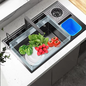 नई शैली के मल्टीफंक्शन छिपे हुए बार रसोई सिंक 304 स्टेनलेस स्टील हस्तनिर्मित रसोई सिंक - Product Image 4