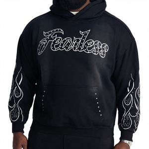 Sweat à capuche zippé en coton épais, coupe oversize confortable, avec poche kangourou et épaules tombantes, personnalisable par impression et broderie, qualité supérieure - Product Image 1