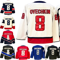 Jersey Hoki Pria Jahitan Pabrikasi, Bernapas, Cetak Transfer Panas, Nama Tim Kustom Alexander Ovechkin, 100% Poliester