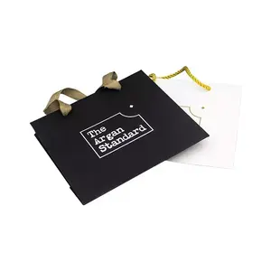 个性化回收定制标志印刷工艺礼品包装方形棕色纸袋带手柄