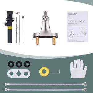 Tek kolu banyo musluk 4 inç Centerset havza lavabo bataryaları Vanity musluklar ile asansör çubuk drenaj meclisi - Product Image 6