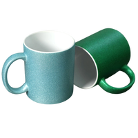 Prix usine coloré changeant tasse en céramique 11 oz blanc Sublimation coeur rouge poignée ronde paillettes tasse magique
