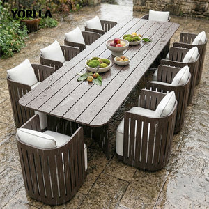 Juego de Muebles de Jardín de Aluminio Personalizables de Lujo, <span class=keywords><strong>Mesa</strong></span> y Sillas con Cojines Impermeables para Exteriores, Hotel, Villa, Patio, Parque, Comedor - Product Image 4