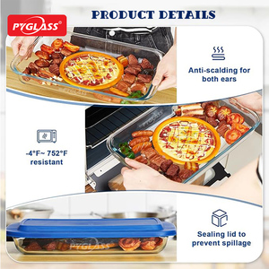 <span class=keywords><strong>Plat</strong></span> à four rectangulaire en verre Pyrex avec couvercle en PP pour la cuisson et le stockage au four - Product Image 3