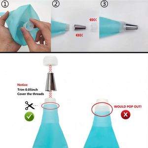 Reusable Piping Tips With <b>Silicone</b> Pastry Bags Icing Smoother Couplers Frosting Frosting Tips Kids Cooking and <b>Baking</b> Set - Product Image 2