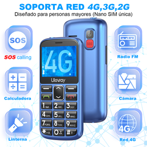 Téléphone 4G LTE pour seniors avec grande batterie, double carte SIM, appareil photo, radio FM, bouton SOS, prise en charge de l'espagnol, design à clapet, station de charge - Product Image 4