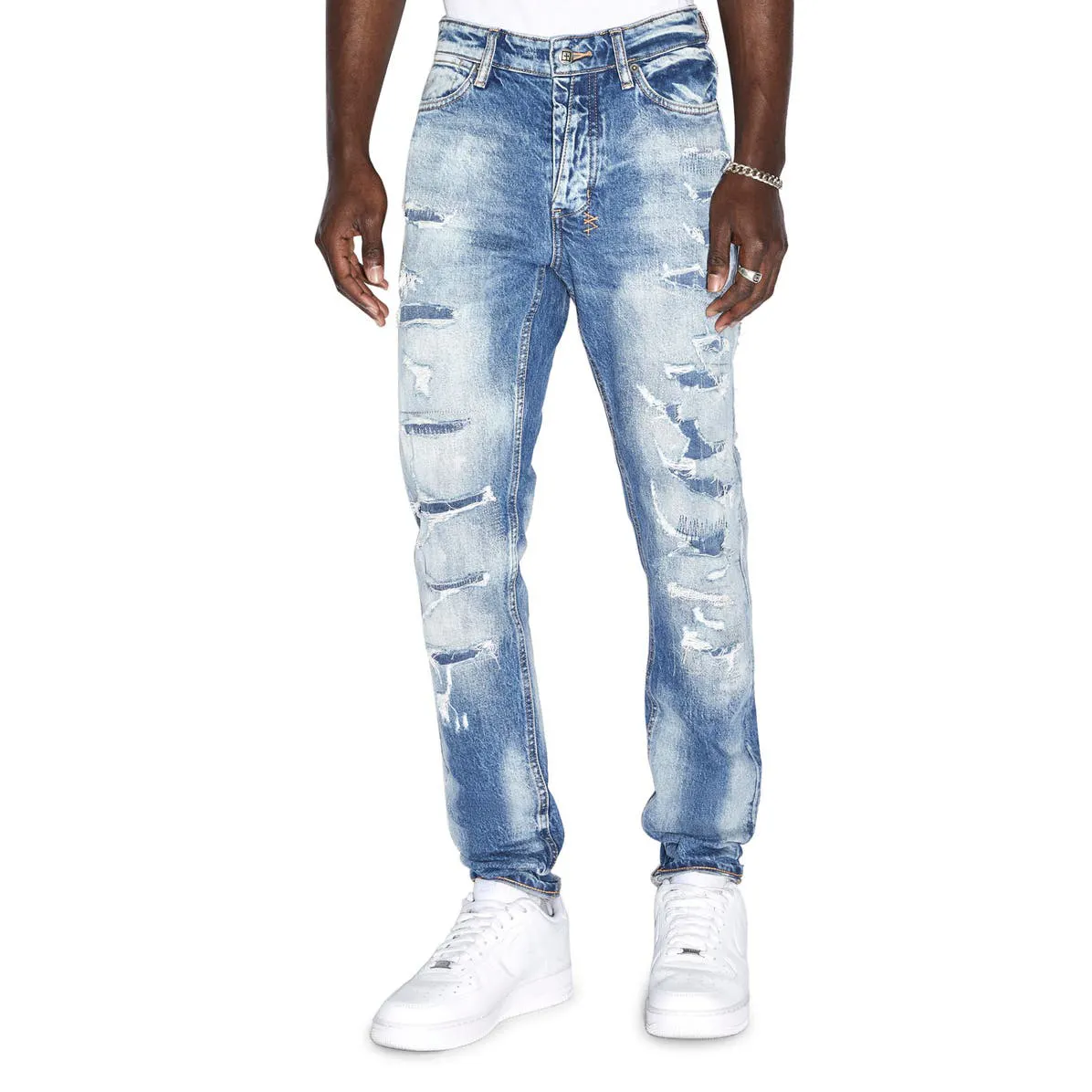 AeeDenim Custom OEM LOGO Herren Tektonik Diauled Rip & Repair Dünnes, schweres Verblassen und aus charakter is tischen Stretch-Jeans geschnitten