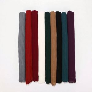 Pañuelo largo plisado de chifón arrugado para mujer musulmana, hiyab de alta calidad para adultos, venta al por mayor en línea, colección primavera - Product Image 6
