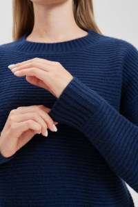 Jersey de punto de moda de manga larga con cuello redondo para mujer de Cachemira pura 100% - Product Image 2