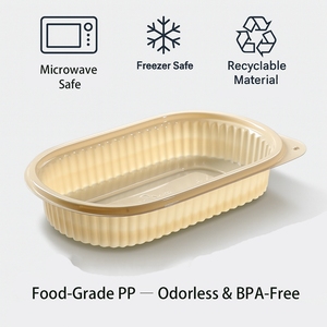 Boîtes alimentaires jetables personnalisées avec couvercle transparent anti-fuite, 650 ml (22 oz), en plastique PP noir ovale, pour la préparation des repas - Product Image 3