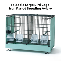 Volière pliable de luxe robuste pour oiseaux, grande cage d'exposition en fer pour perroquets avec plateau en plastique et bouton pour l'élevage, vente en gros d'usine OEM ODM