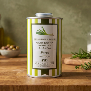 Huile d'olive extra vierge aromatisée à la ciboule Galantino, 12 canettes par boîte, qualité supérieure, 250 ml, Italie, Puglia, prête à l'emploi, durée de conservation de 18 mois - Product Image 3