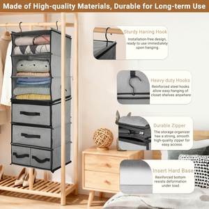 <b>6</b>-Tier Vintage Non-Woven Hanging Closet Organizer Detachable <b>Drawers</b> Foldable Portable Space-Saving for Bedroom Dorm RV Travel - Product Image 5