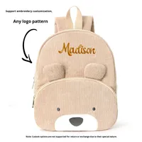 Sac à dos en velours côtelé pour élèves du primaire, motif petit ours mignon, tendance et décontracté, sac en peluche de dessin animé, vente chaude