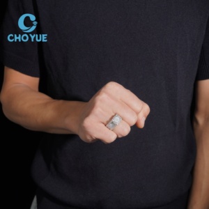 Hot Sale 925 Sterling <b>Silver</b> Moissanite <b>Rings</b> <b>Mens</b> Iced Out Moissanite HipHop Style Jewelry <b>Rings</b> Pass Diamond Test in Stock GRA - Product Image 3