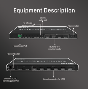 Bitvisus 4K60 UHD Zero-Latency <strong>Video</strong> Processor 1X6 Exhibition Display <strong>Video</strong> Wall Controller Stitching <strong>Audio</strong> Separation Splitters - Product Image 4
