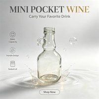 Bouteille de vin en verre transparente miniature de 90 ml de qualité supérieure avec poignée ergonomique, boîte personnalisée avec logo couleur pour l'emballage de cadeaux d'alcool