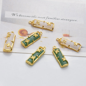 Pendentifs en bambou, alliage plaqué jade vert et blanc, composants de bijoux DIY pour boucles d'oreilles, bracelets, colliers - Product Image 3